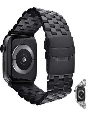 Bull strap Men’s Black Stainless Steel Smartwatch with Metal Link Band NWOT